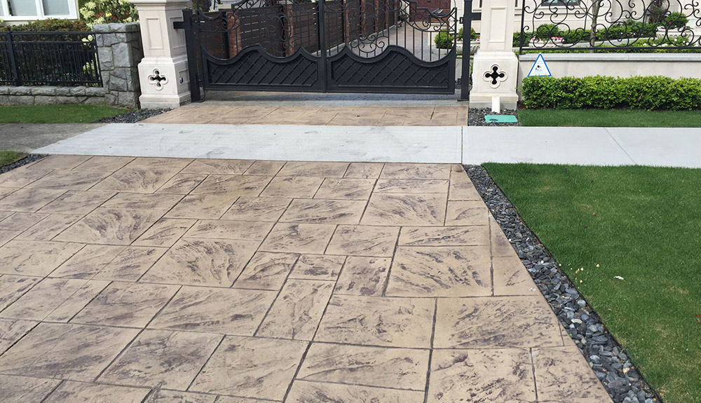 Large Ashler Stamped Concrete Driveway