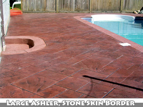Large Ashler with Stone Skin Border Stamped Concrete Pool