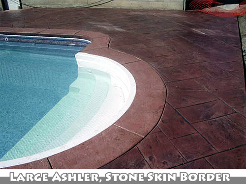 Large Ashler with Stone Skin Border Stamped Concrete Pool